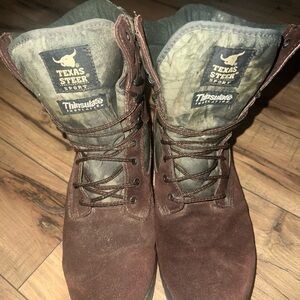 Texas Steer Mens Boots Leather Thinsulate Lining, Brown, Size 10.5
